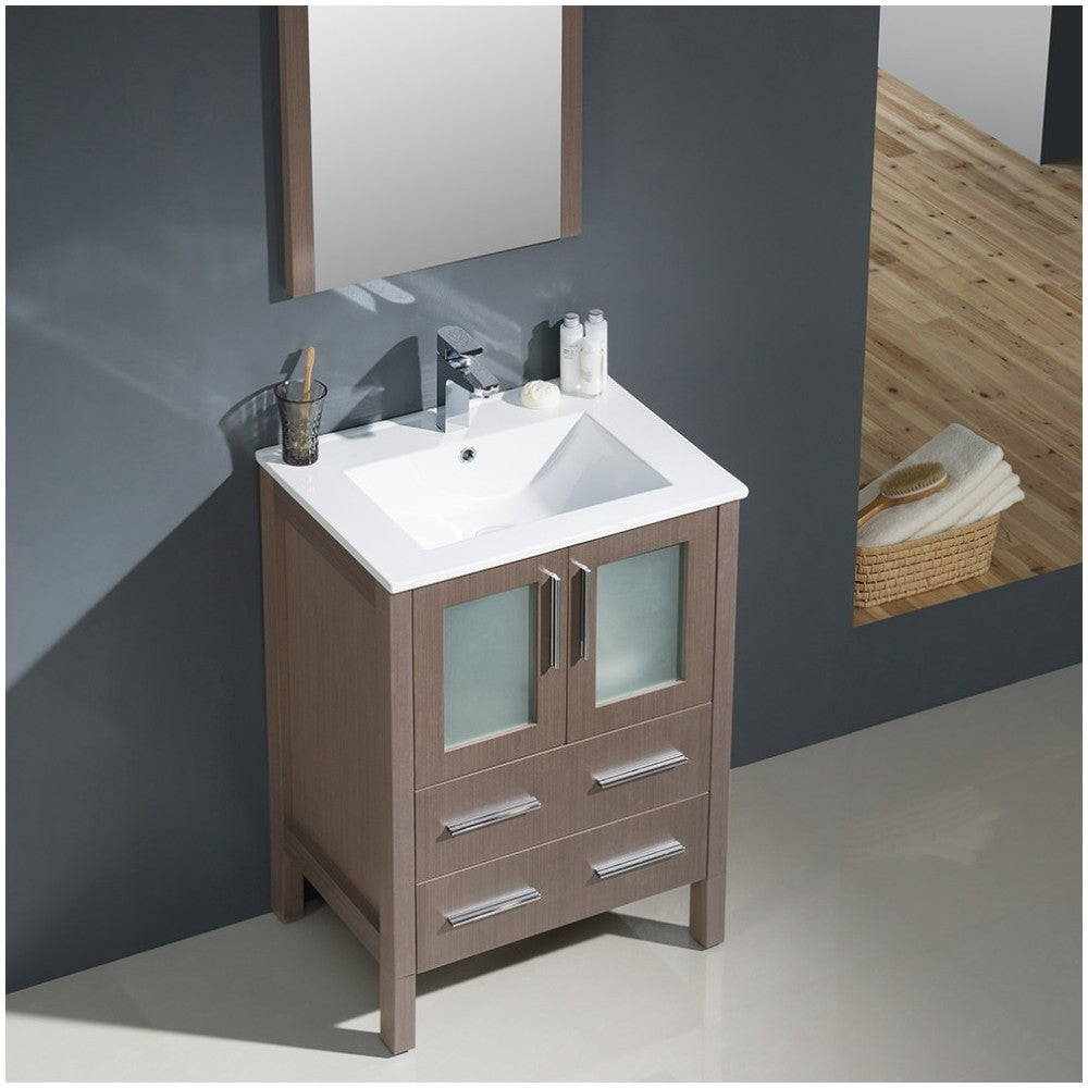 Fresca Torino 24" Gray Oak Modern Bathroom Vanity w/ Integrated Sink