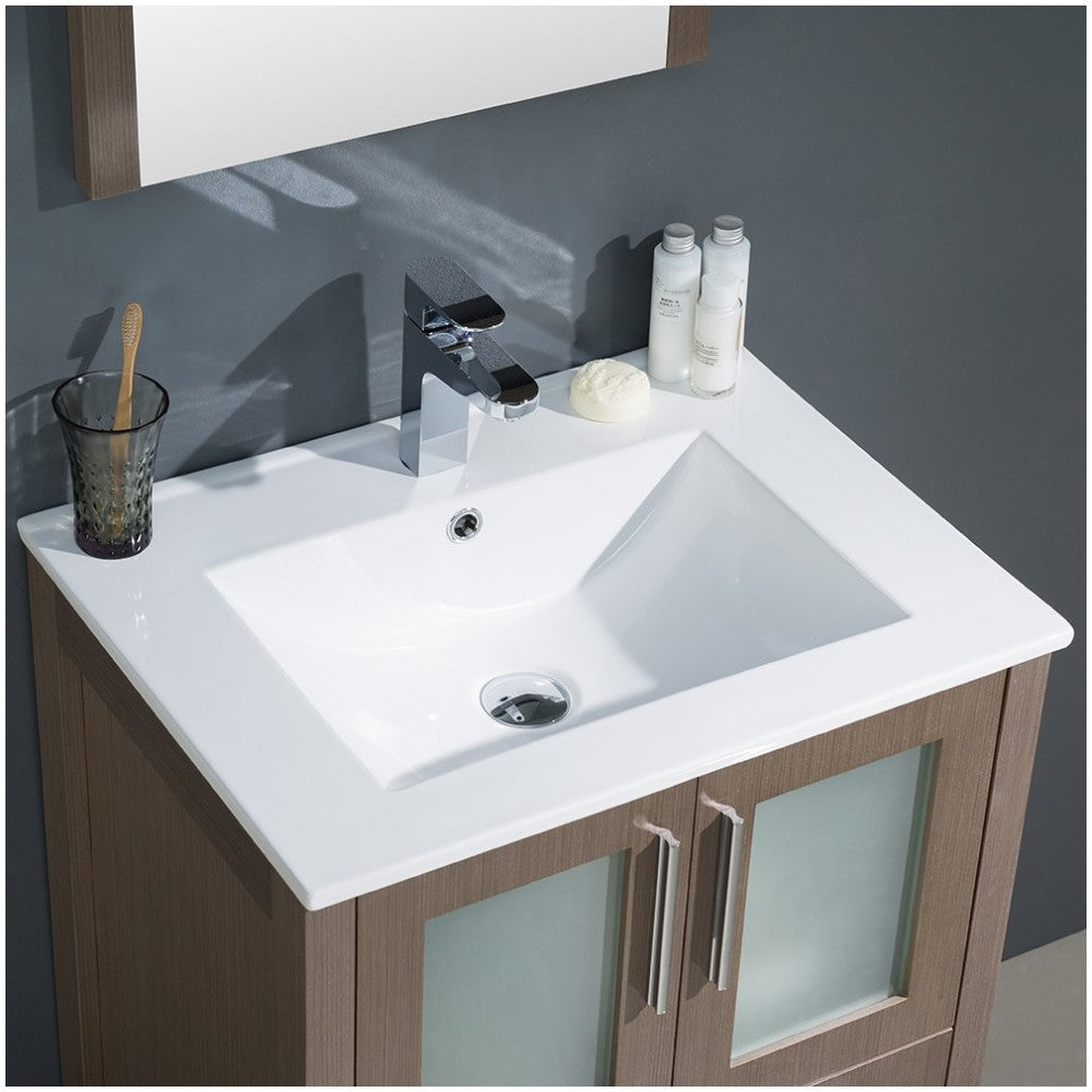 Fresca Torino 24" Gray Oak Modern Bathroom Vanity w/ Integrated Sink