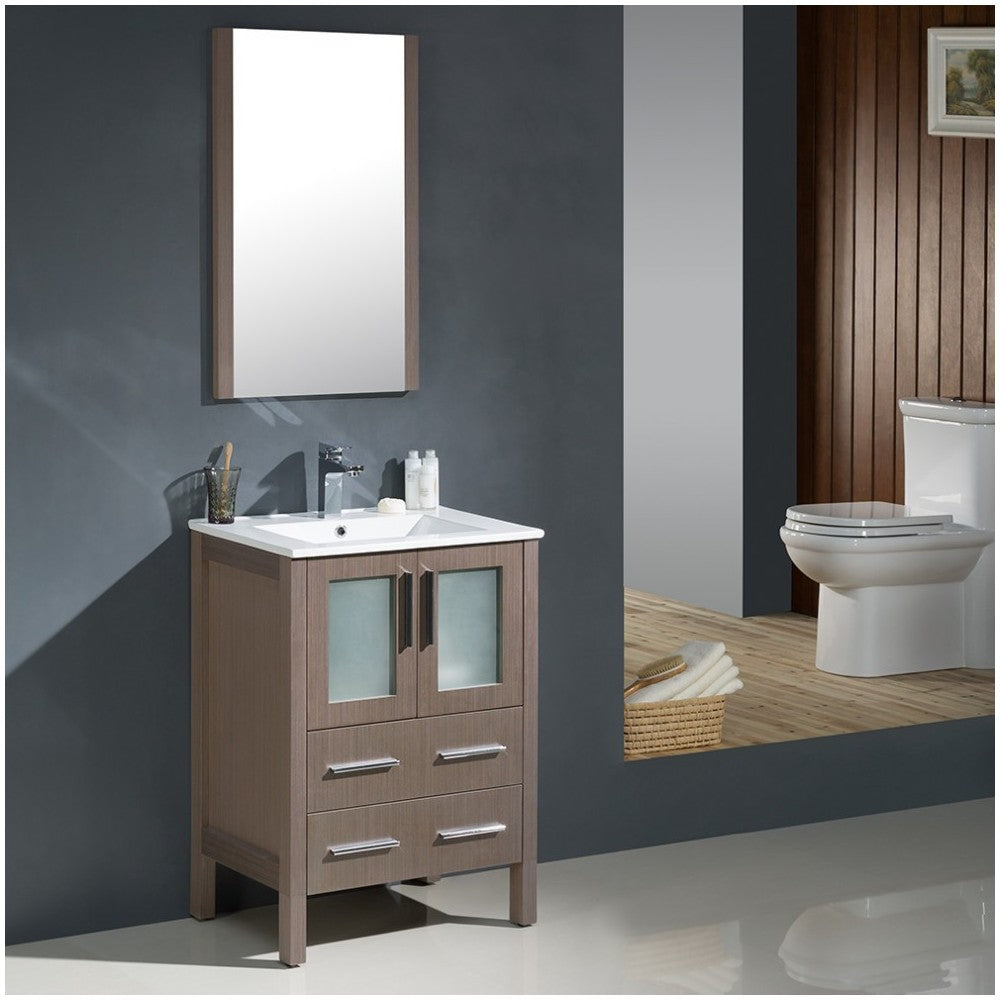 Fresca Torino 24" Gray Oak Modern Bathroom Vanity w/ Integrated Sink