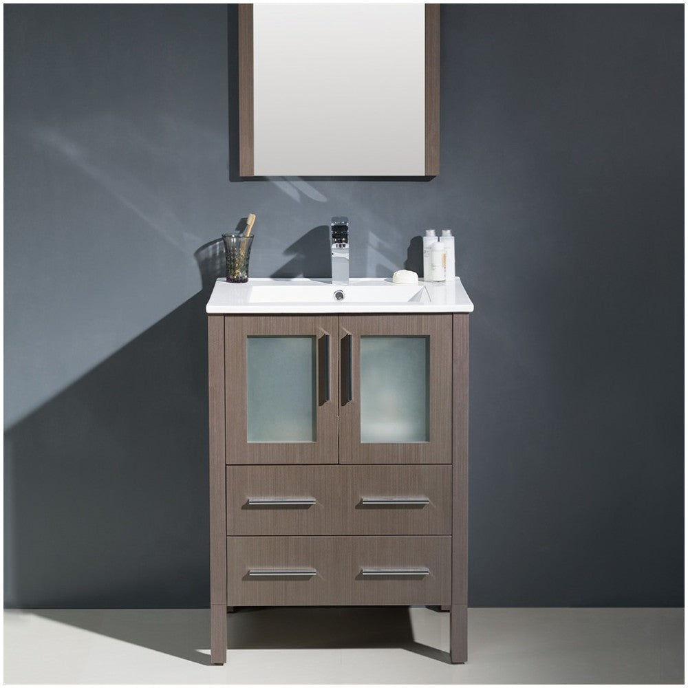 Fresca Torino 24" Gray Oak Modern Bathroom Vanity w/ Integrated Sink