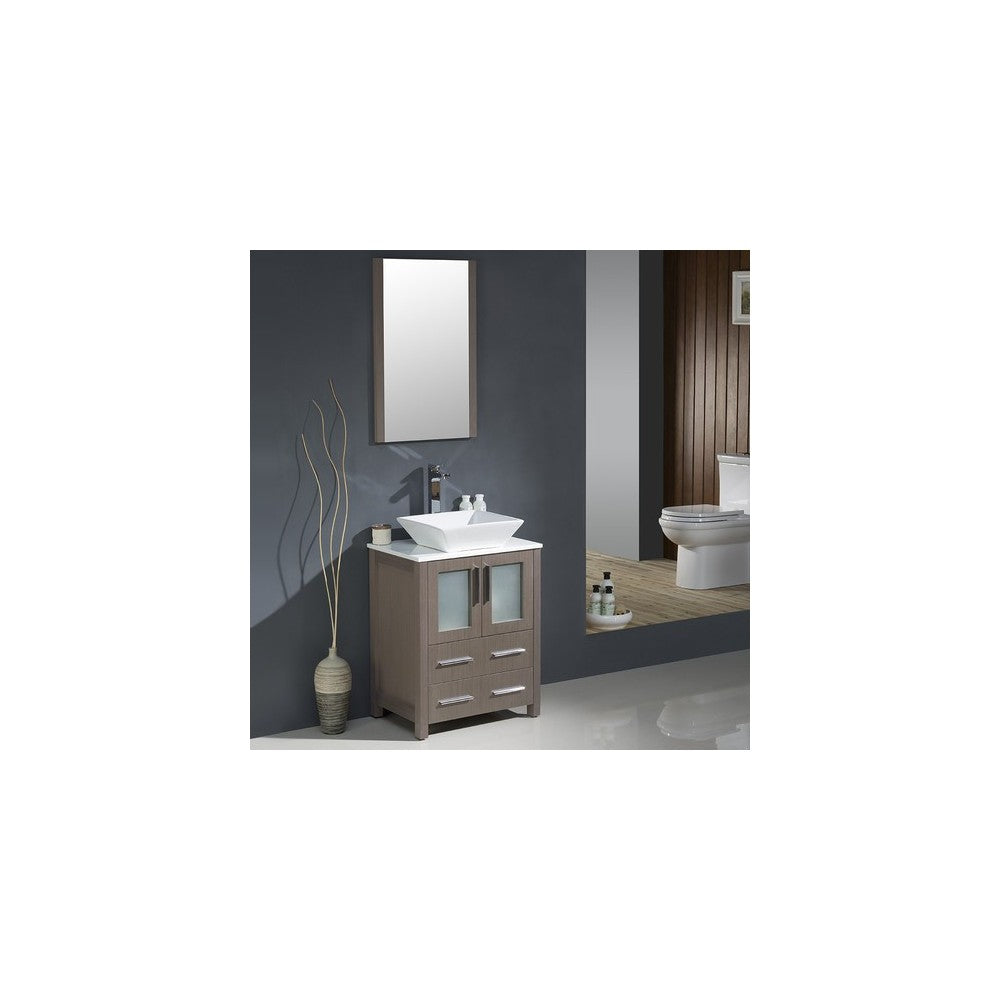 Fresca Torino 24" Gray Oak Modern Bathroom Vanity w/ Vessel Sink