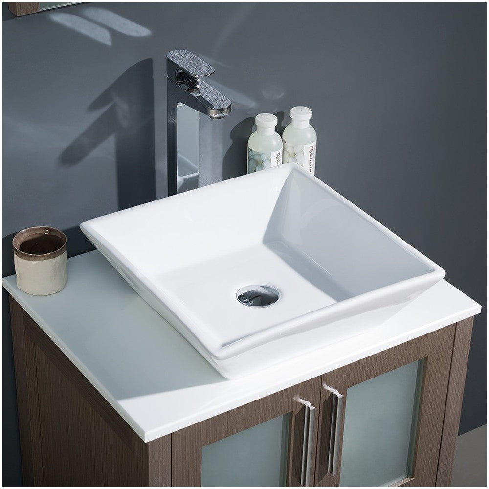 Fresca Torino 24" Gray Oak Modern Bathroom Vanity w/ Vessel Sink