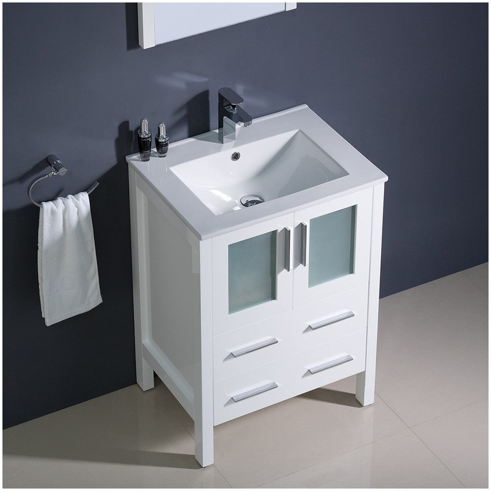 Fresca Torino 24" White Modern Bathroom Vanity w/ Integrated Sink