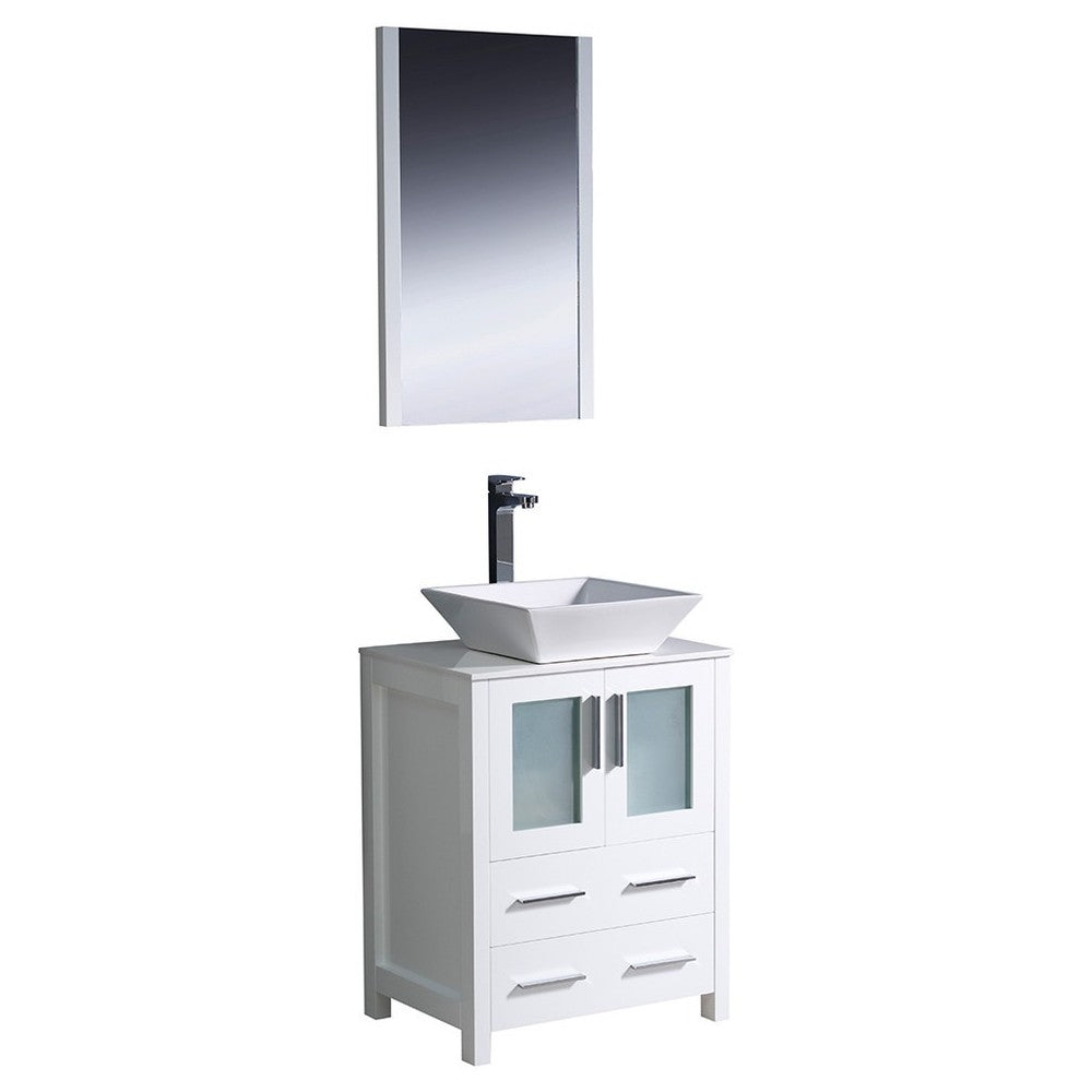 Fresca Torino 24" White Modern Bathroom Vanity w/ Vessel Sink