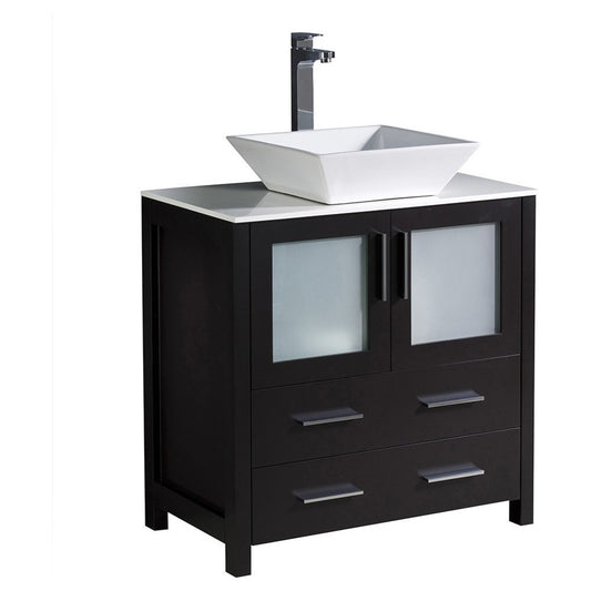 Fresca Torino 30" Espresso Modern Bathroom Cabinet w/ Top & Vessel Sink