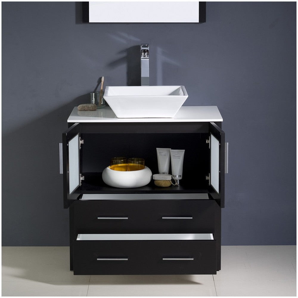 Fresca Torino 30" Espresso Modern Bathroom Vanity w/ Vessel Sink