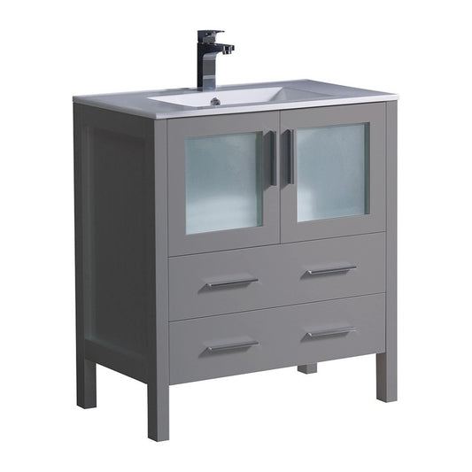 Fresca Torino 30" Gray Modern Bathroom Cabinet w/ Integrated Sink