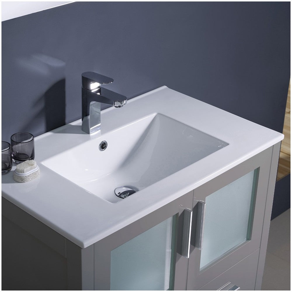 Fresca Torino 30" Gray Modern Bathroom Cabinet w/ Integrated Sink