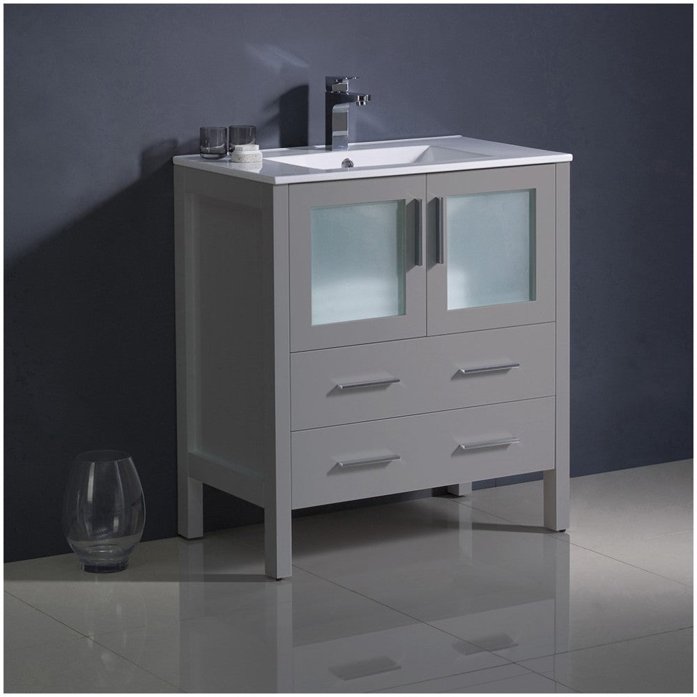 Fresca Torino 30" Gray Modern Bathroom Cabinet w/ Integrated Sink