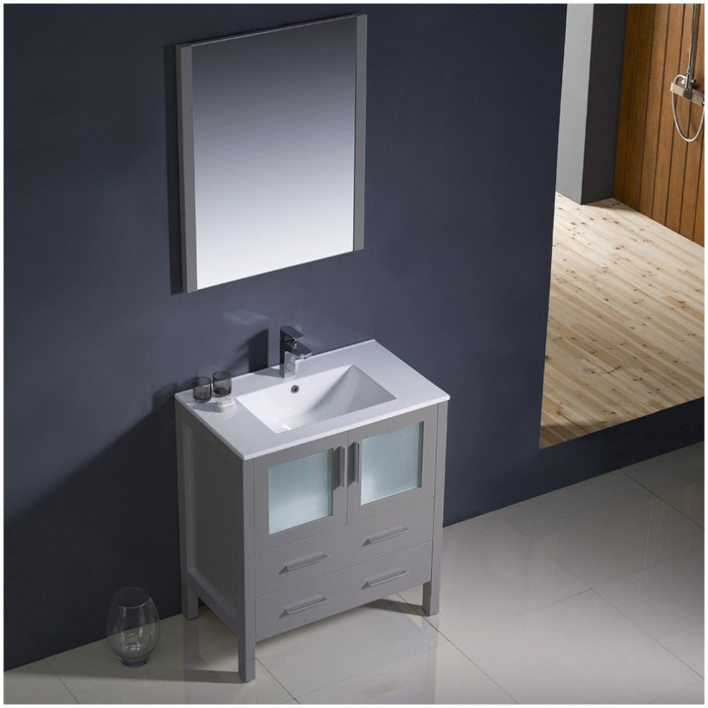 Fresca Torino 30" Gray Modern Bathroom Vanity w/ Integrated Sink