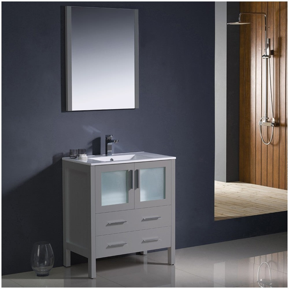 Fresca Torino 30" Gray Modern Bathroom Vanity w/ Integrated Sink