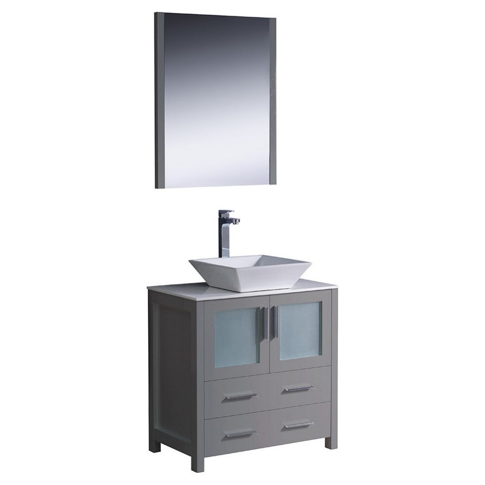 Fresca Torino 30" Gray Modern Bathroom Vanity w/ Vessel Sink