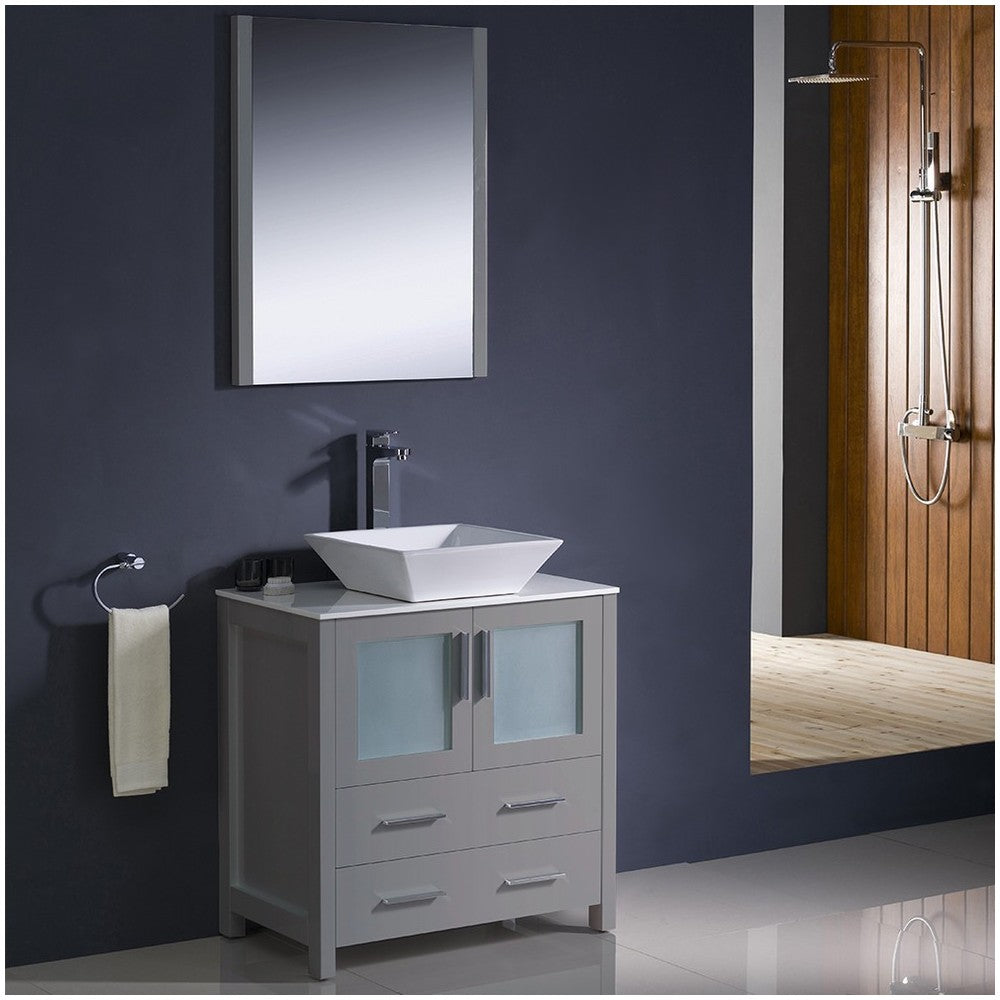 Fresca Torino 30" Gray Modern Bathroom Vanity w/ Vessel Sink