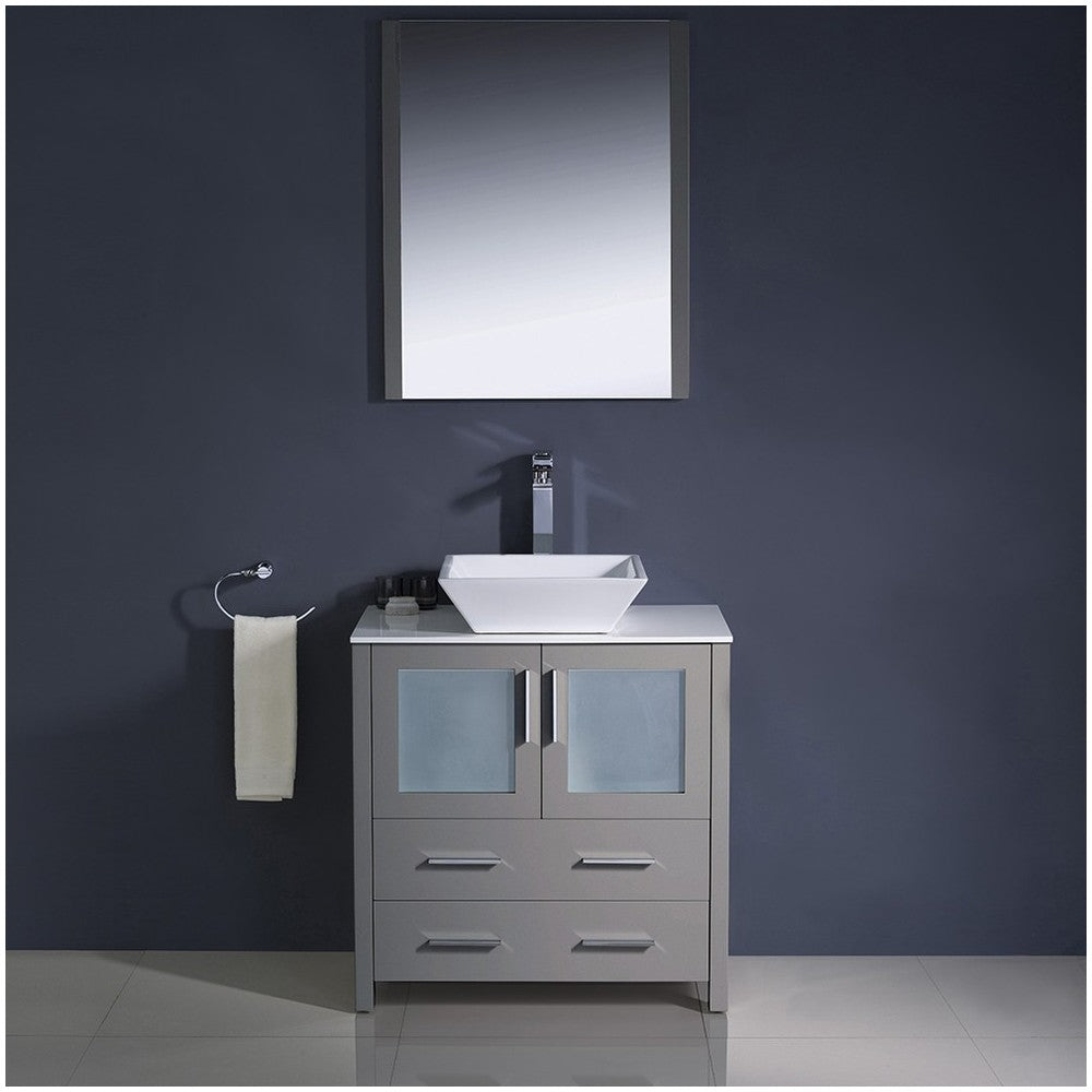 Fresca Torino 30" Gray Modern Bathroom Vanity w/ Vessel Sink