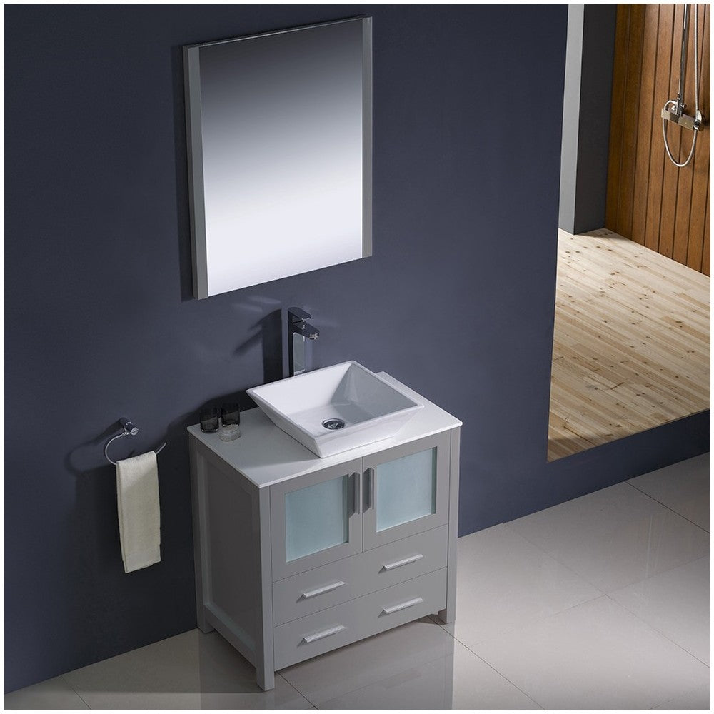 Fresca Torino 30" Gray Modern Bathroom Vanity w/ Vessel Sink