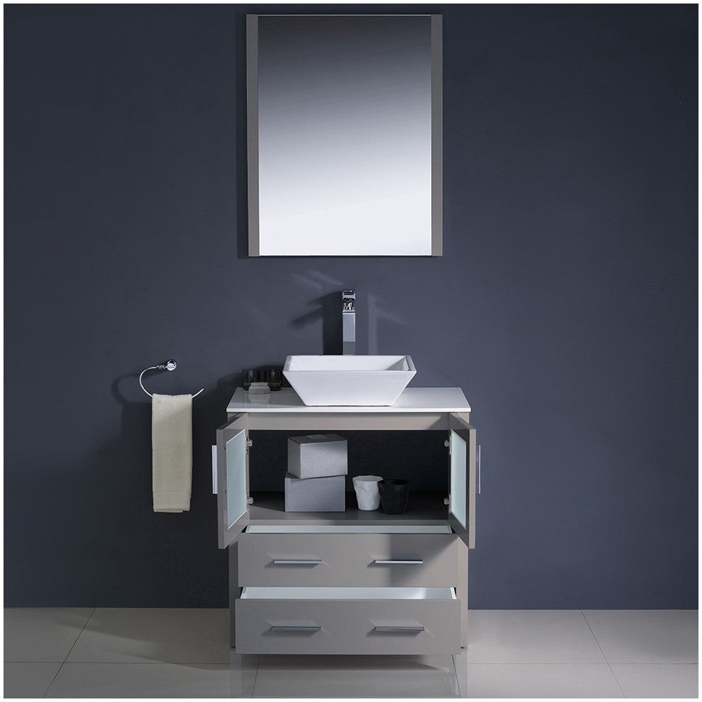 Fresca Torino 30" Gray Modern Bathroom Vanity w/ Vessel Sink