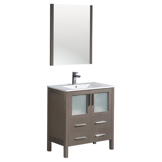 Fresca Torino 30" Gray Oak Modern Bathroom Vanity w/ Integrated Sink