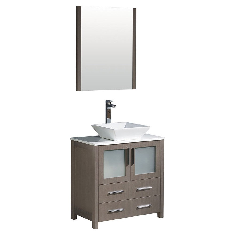 Fresca Torino 30" Gray Oak Modern Bathroom Vanity w/ Vessel Sink