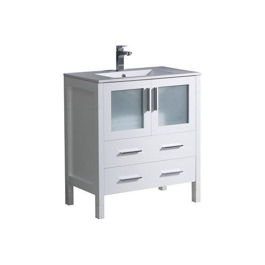 Fresca Torino 30" White Modern Bathroom Cabinet w/ Integrated Sink