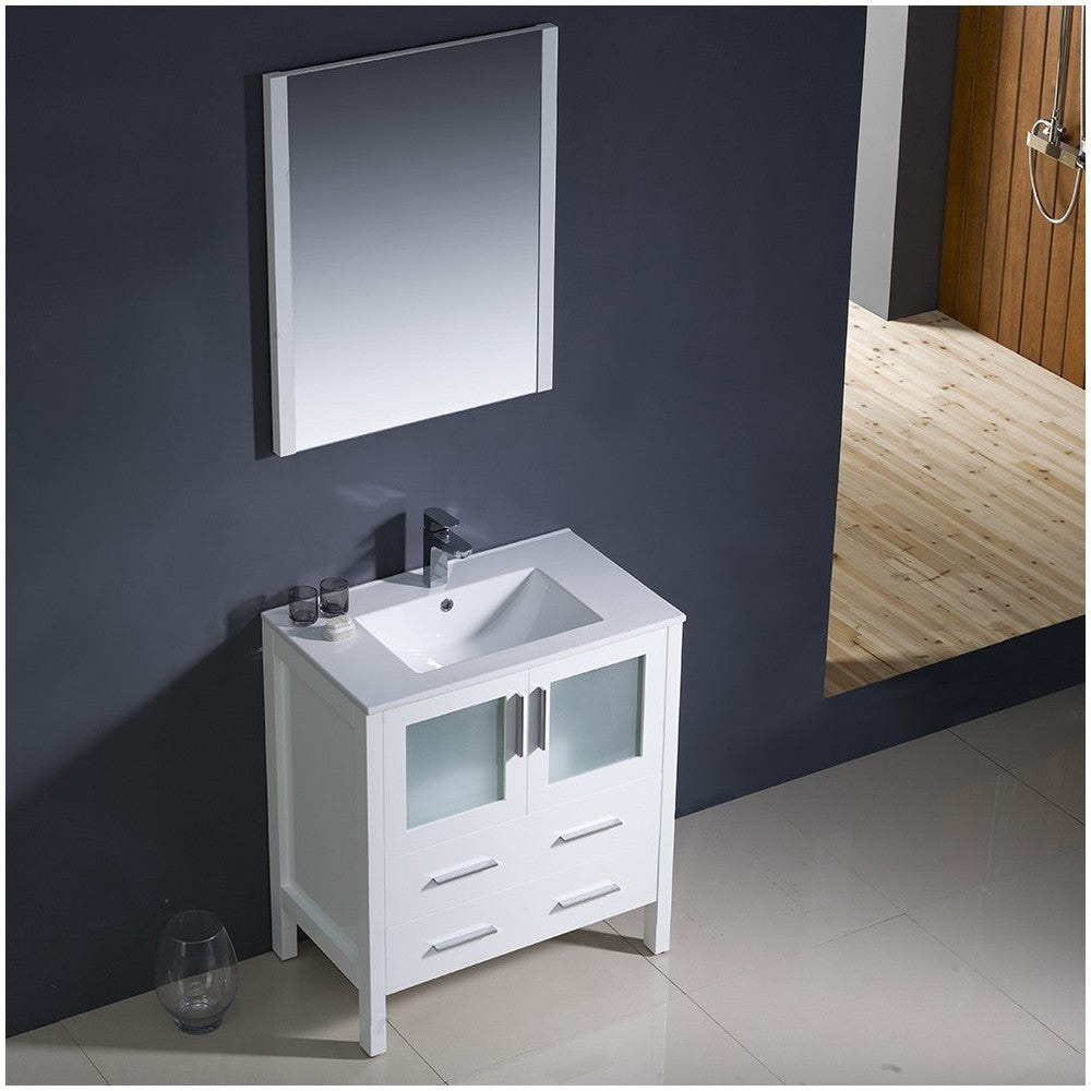 Fresca Torino 30" White Modern Bathroom Vanity w/ Integrated Sink