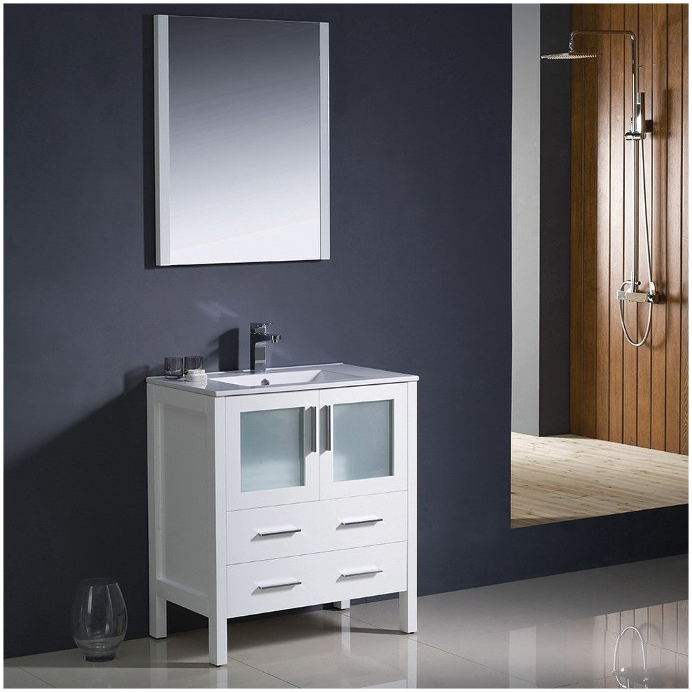 Fresca Torino 30" White Modern Bathroom Vanity w/ Integrated Sink