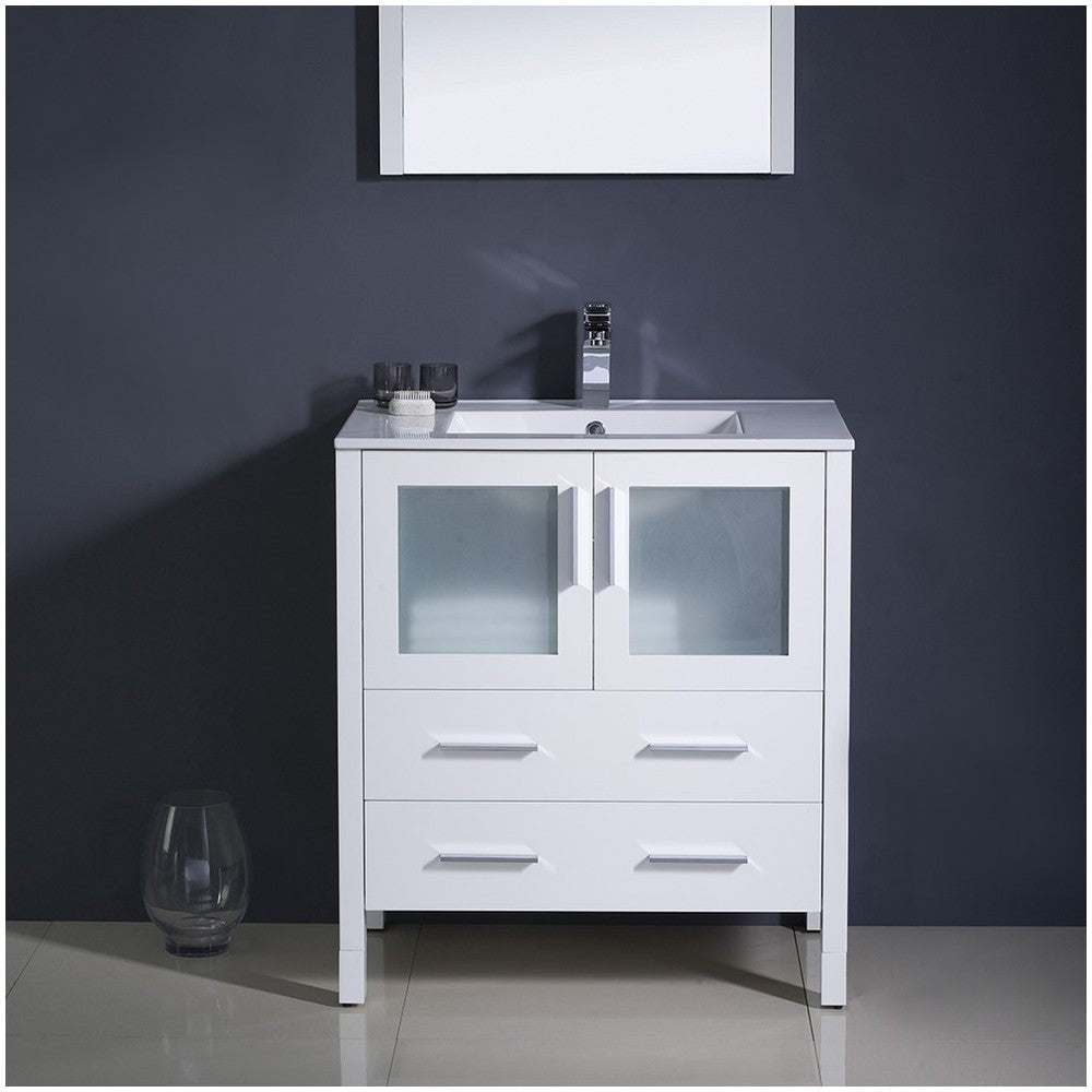 Fresca Torino 30" White Modern Bathroom Vanity w/ Integrated Sink