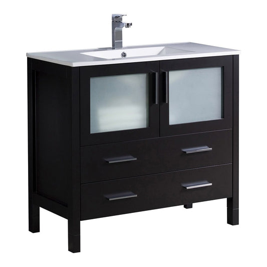 Fresca Torino 36" Espresso Modern Bathroom Cabinet w/ Integrated Sink