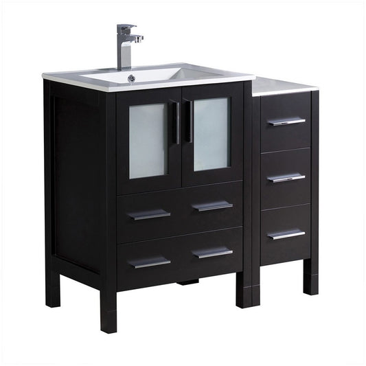 Fresca Torino 36" Espresso Modern Bathroom Cabinets w/ Integrated Sink