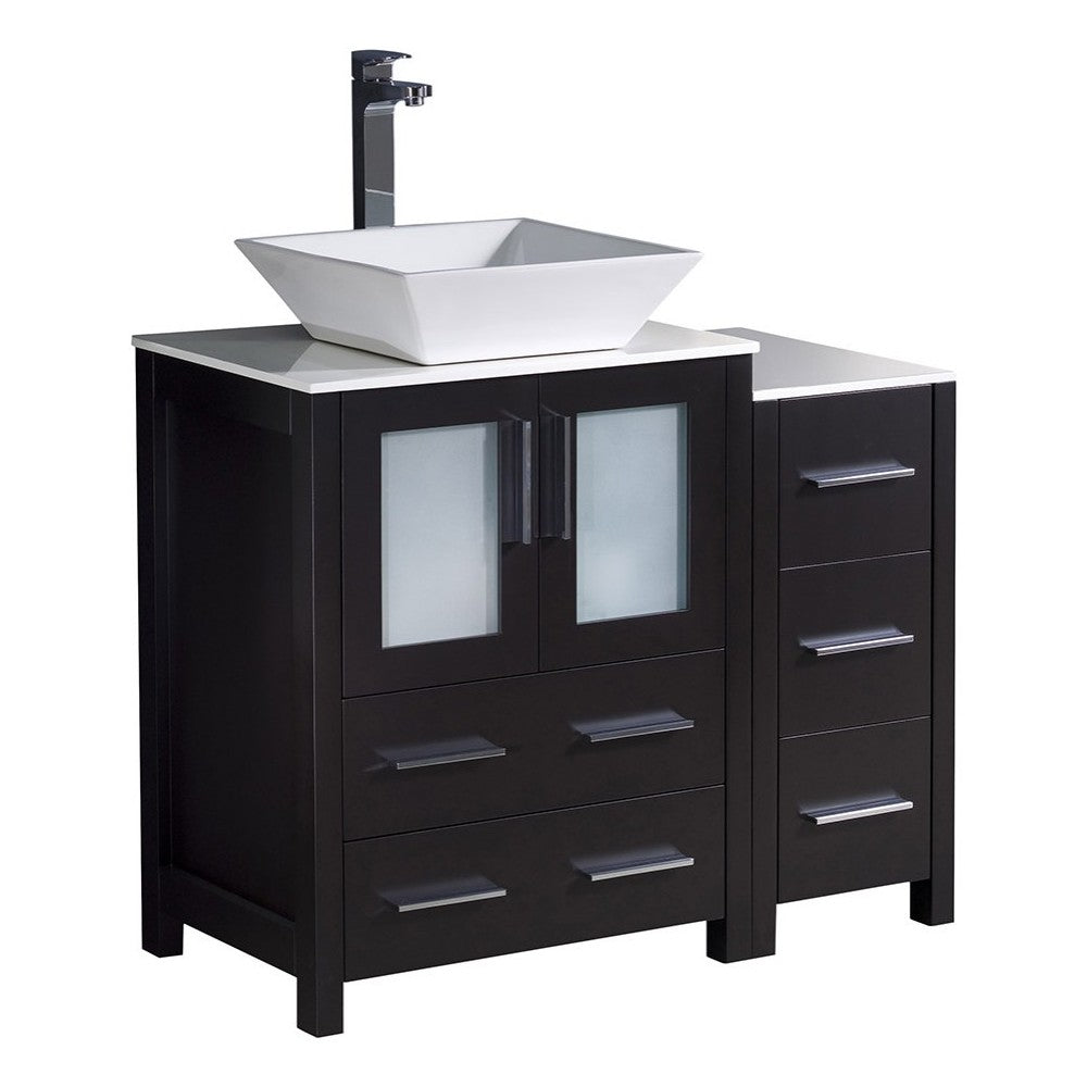 Fresca Torino 36" Espresso Modern Bathroom Cabinets w/ Top & Vessel Sink