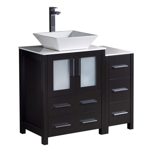 Fresca Torino 36" Espresso Modern Bathroom Cabinets w/ Top & Vessel Sink