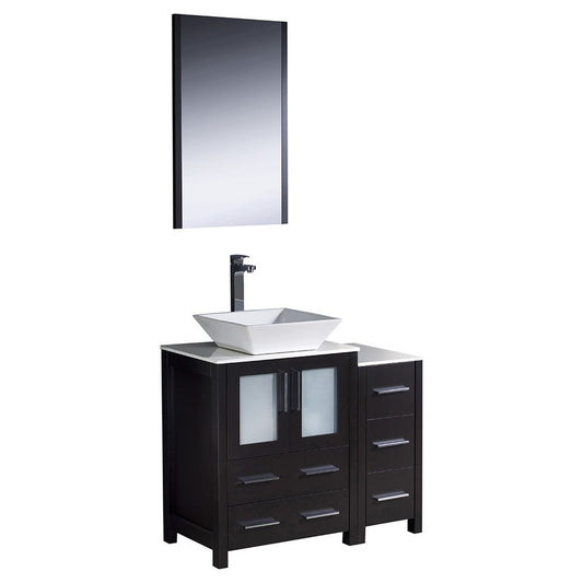 Fresca Torino 36" Espresso Modern Bathroom Vanity w/ Side Cabinet & Vessel Sink