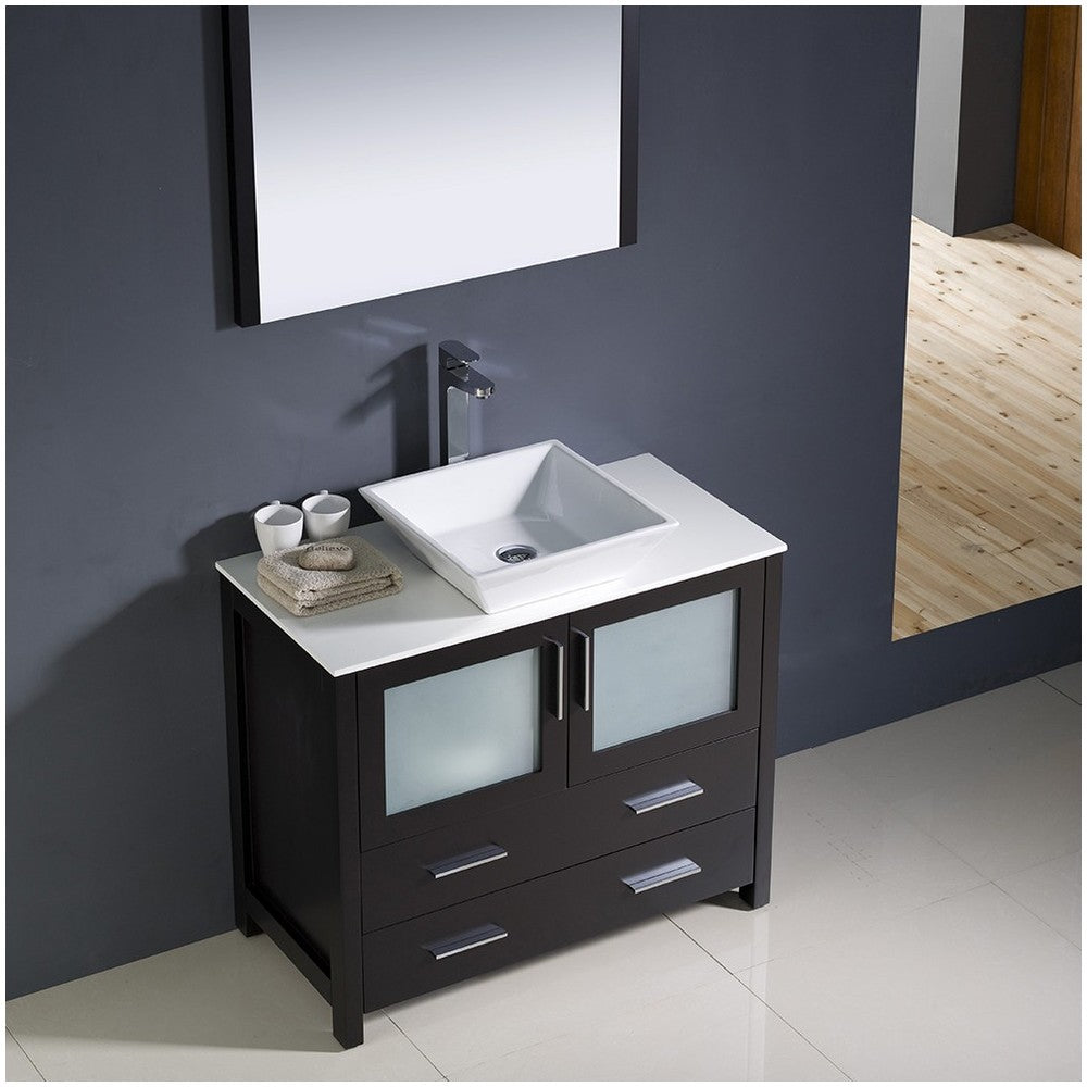 Fresca Torino 36" Espresso Modern Bathroom Vanity w/ Vessel Sink