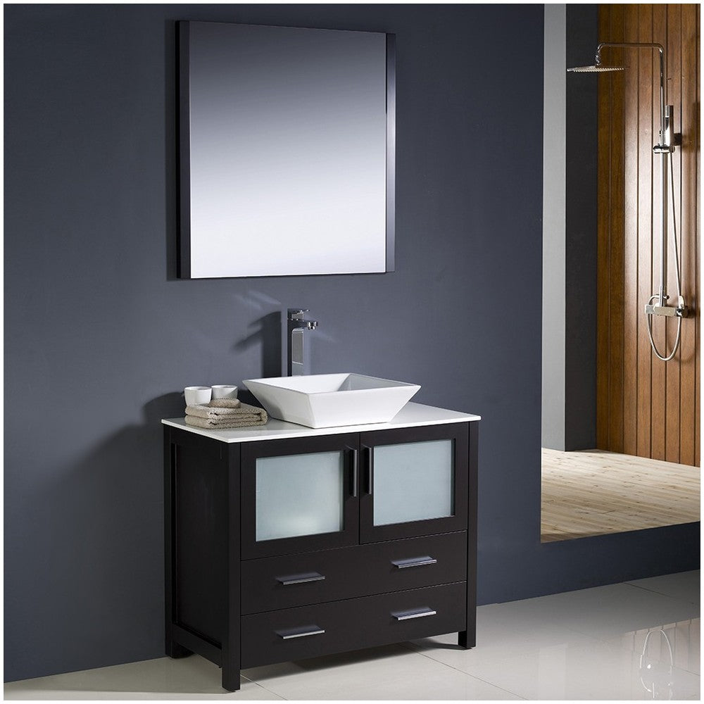 Fresca Torino 36" Espresso Modern Bathroom Vanity w/ Vessel Sink