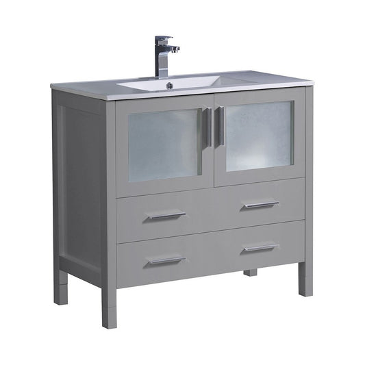 Fresca Torino 36" Gray Modern Bathroom Cabinet w/ Integrated Sink