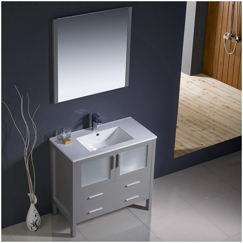 Fresca Torino 36" Gray Modern Bathroom Vanity w/ Integrated Sink