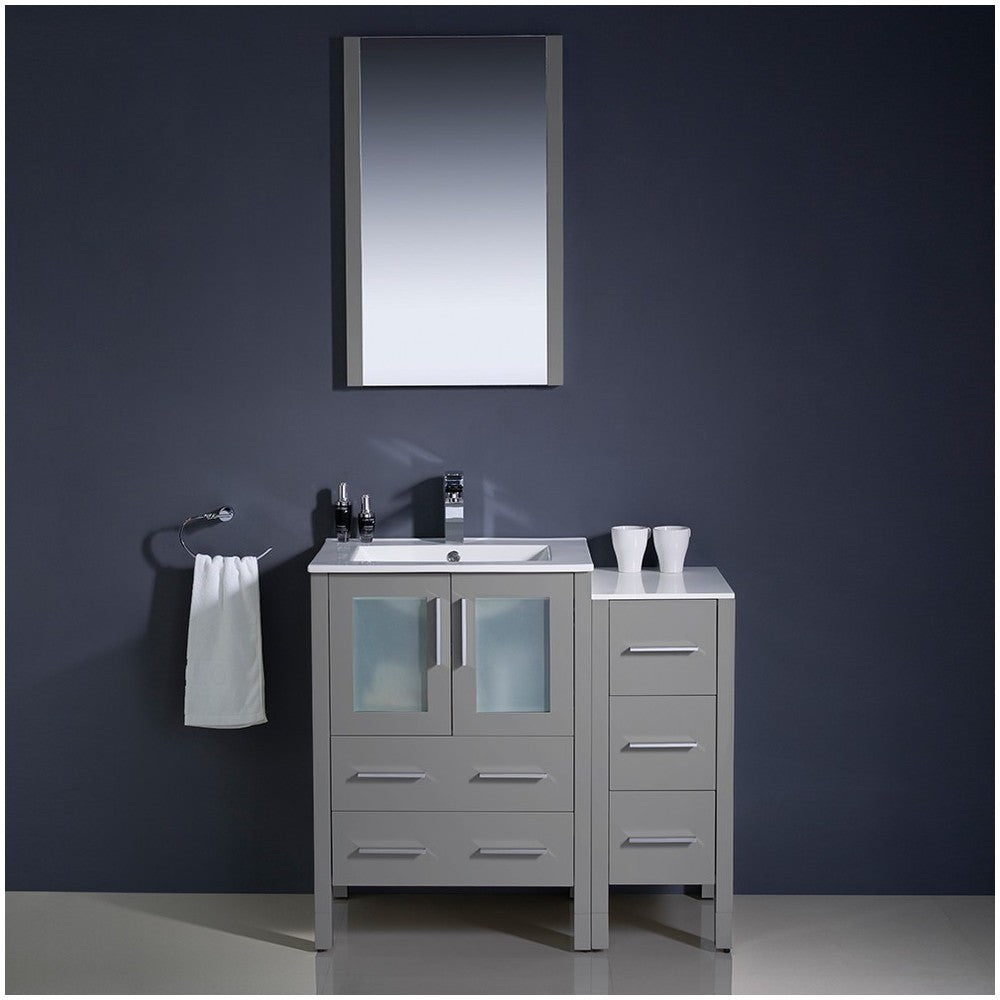 Fresca Torino 36" Gray Modern Bathroom Vanity w/ Side Cabinet & Integrated Sinks