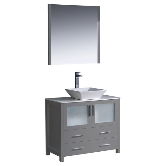 Fresca Torino 36" Gray Modern Bathroom Vanity w/ Vessel Sink