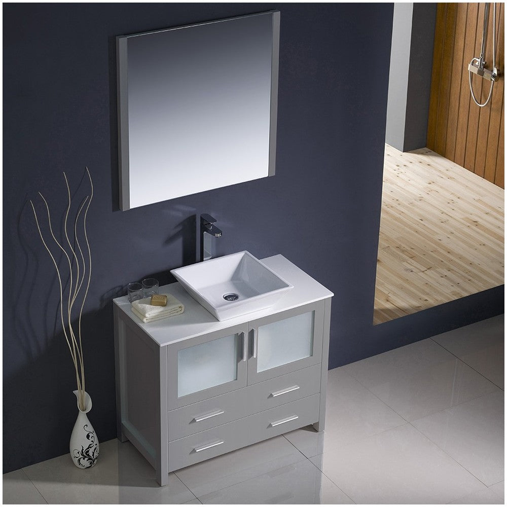 Fresca Torino 36" Gray Modern Bathroom Vanity w/ Vessel Sink