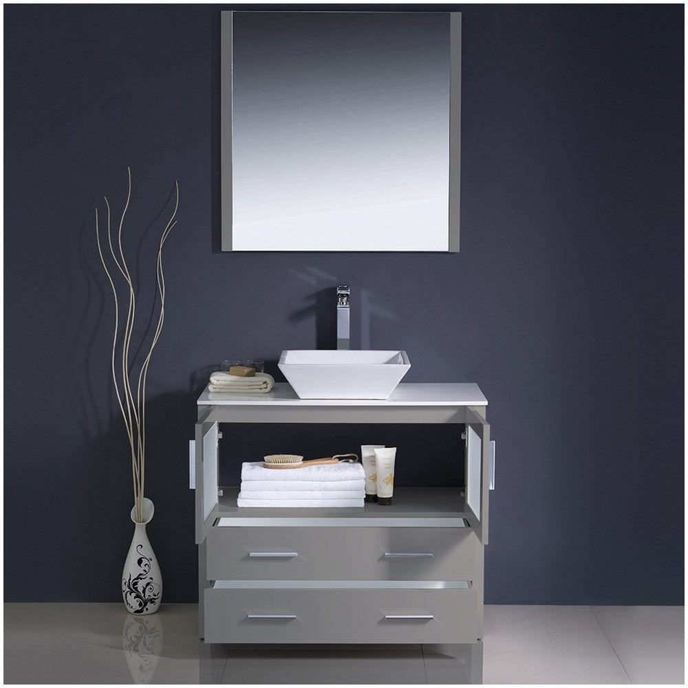 Fresca Torino 36" Gray Modern Bathroom Vanity w/ Vessel Sink