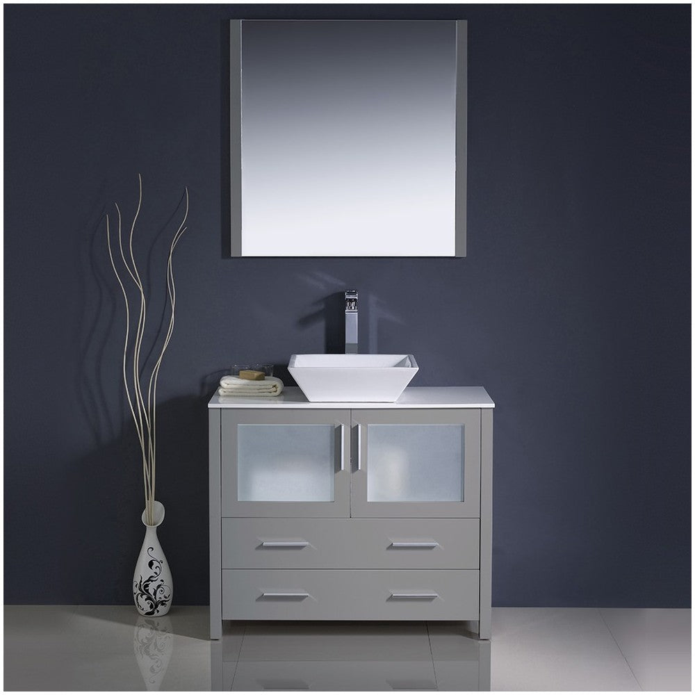 Fresca Torino 36" Gray Modern Bathroom Vanity w/ Vessel Sink