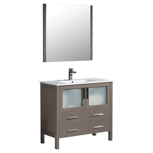 Fresca Torino 36" Gray Oak Modern Bathroom Vanity w/ Integrated Sink