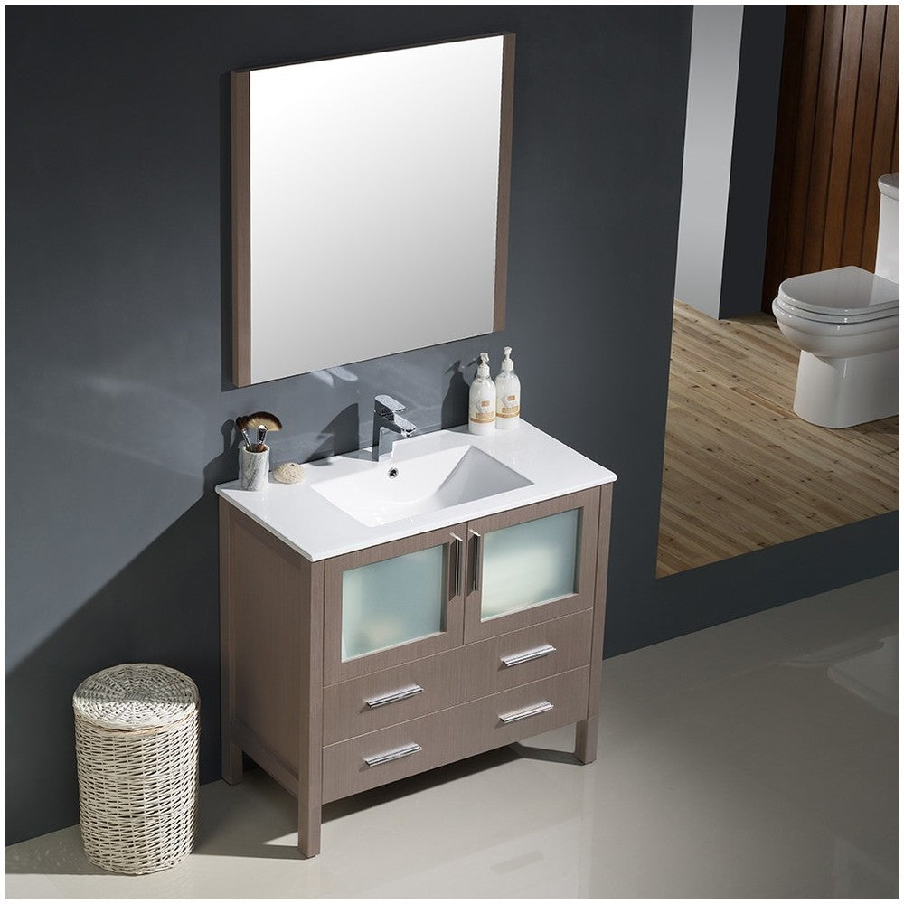 Fresca Torino 36" Gray Oak Modern Bathroom Vanity w/ Integrated Sink