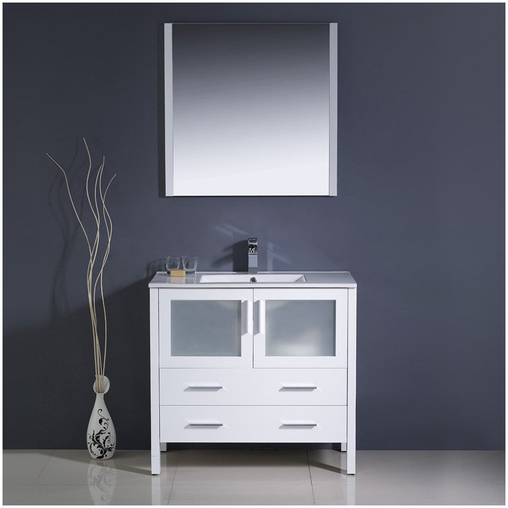 Fresca Torino 36" White Modern Bathroom Vanity w/ Integrated Sink