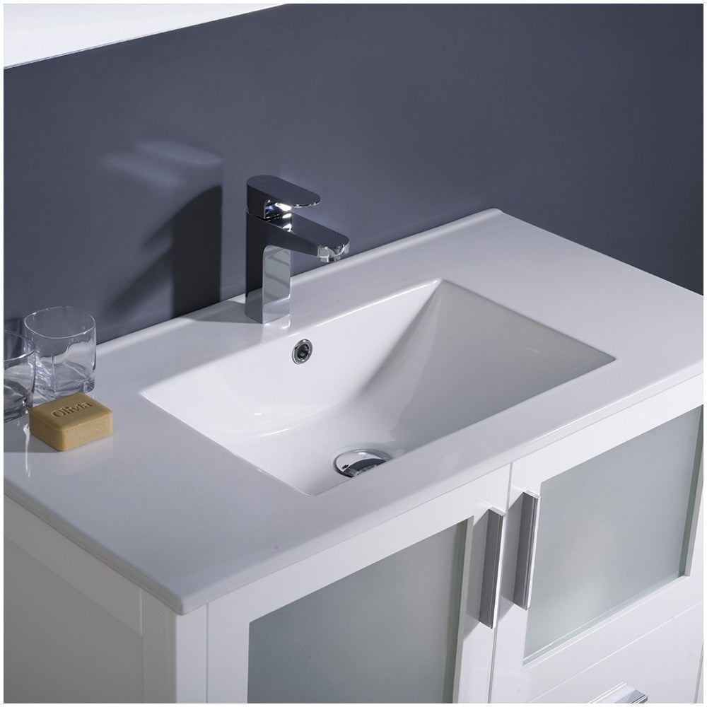 Fresca Torino 36" White Modern Bathroom Vanity w/ Integrated Sink