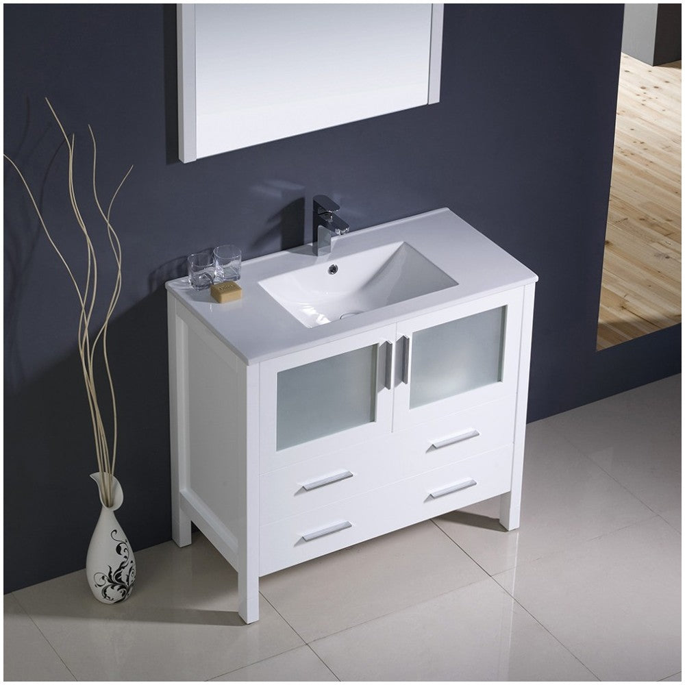 Fresca Torino 36" White Modern Bathroom Vanity w/ Integrated Sink