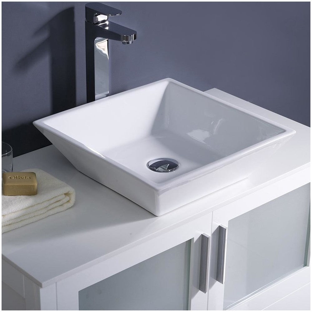 Fresca Torino 36" White Modern Bathroom Vanity w/ Vessel Sink