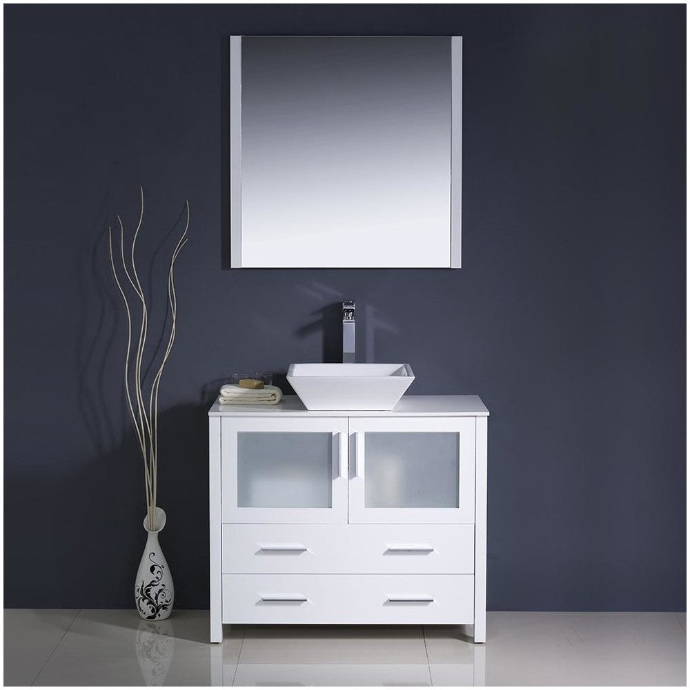 Fresca Torino 36" White Modern Bathroom Vanity w/ Vessel Sink