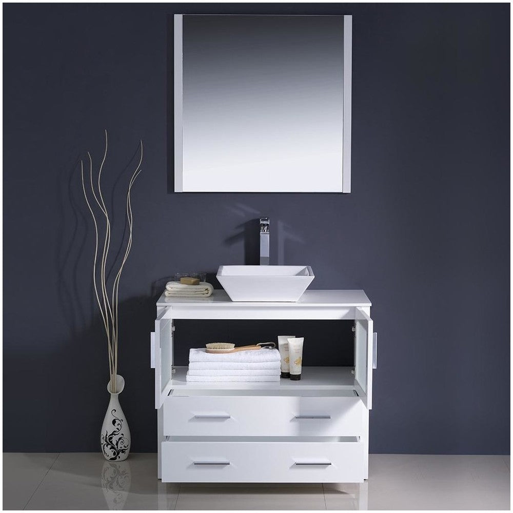 Fresca Torino 36" White Modern Bathroom Vanity w/ Vessel Sink