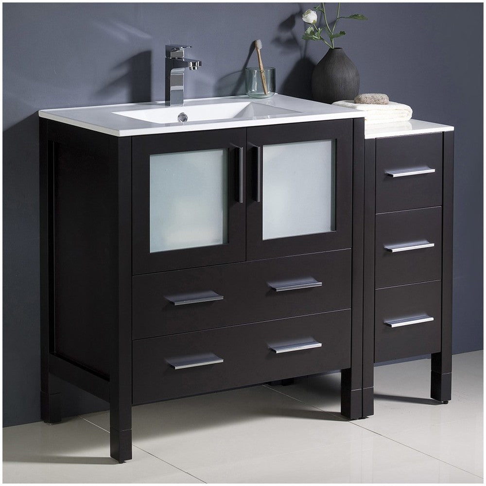 Fresca Torino 42" Espresso Modern Bathroom Cabinets w/ Integrated Sink