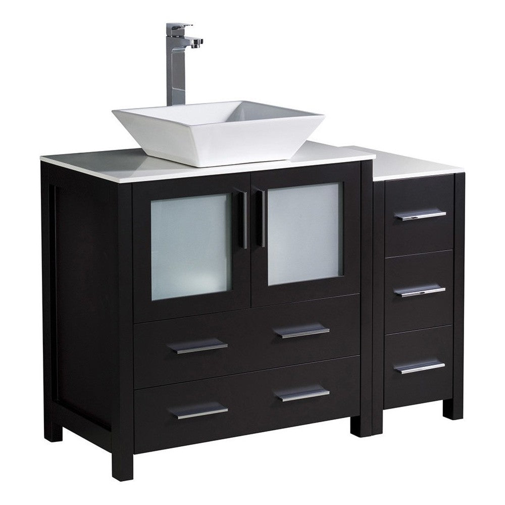 Fresca Torino 42" Espresso Modern Bathroom Cabinets w/ Top & Vessel Sink